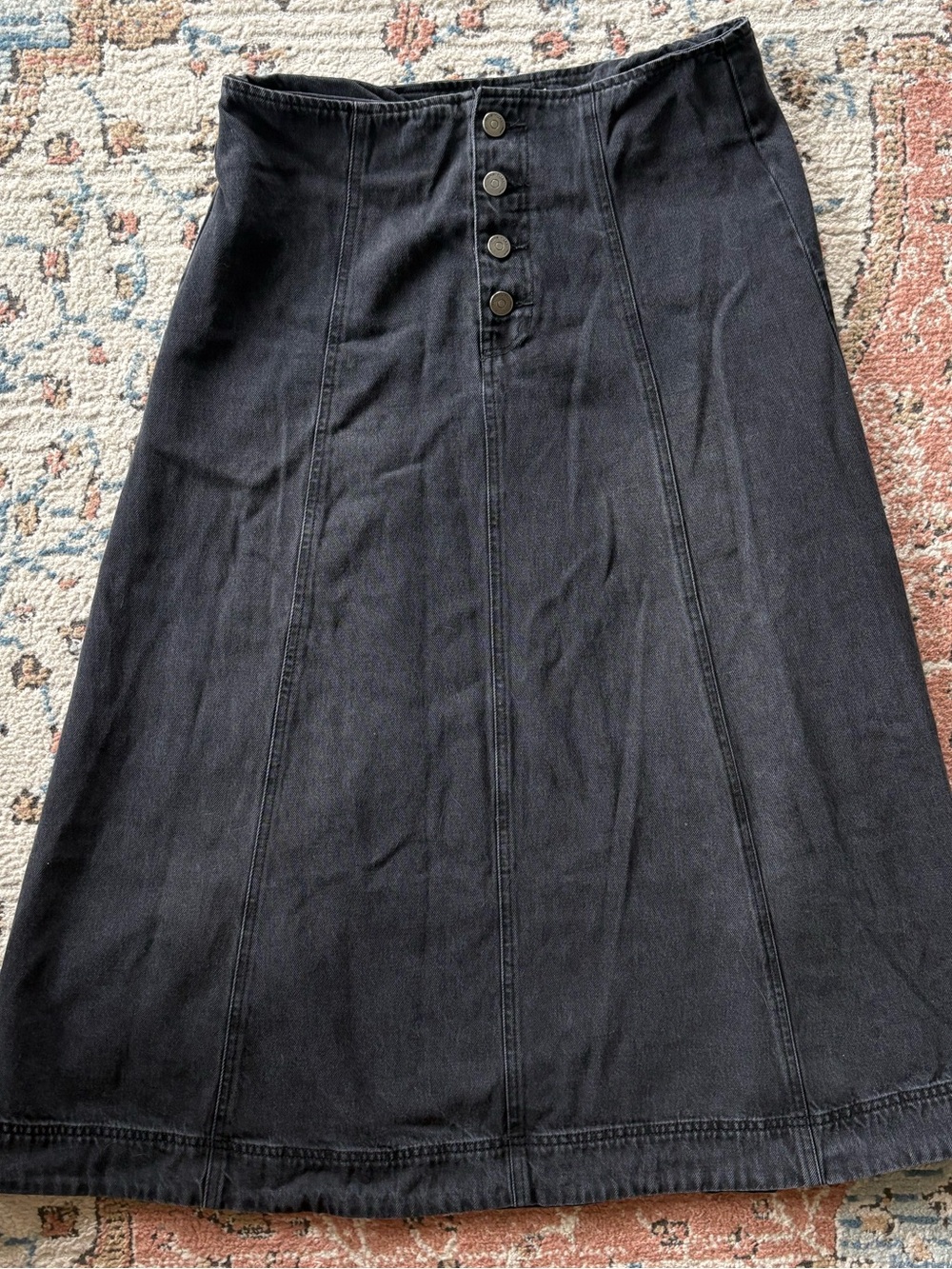 Habitual Black Maxi A-Line Button-Front Skirt